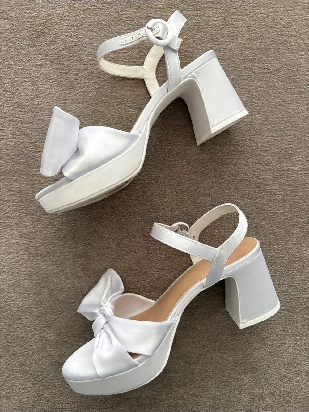 GB Girls Sadie-Girl White Satin Half Bow Platform Dress Sandals Size 10